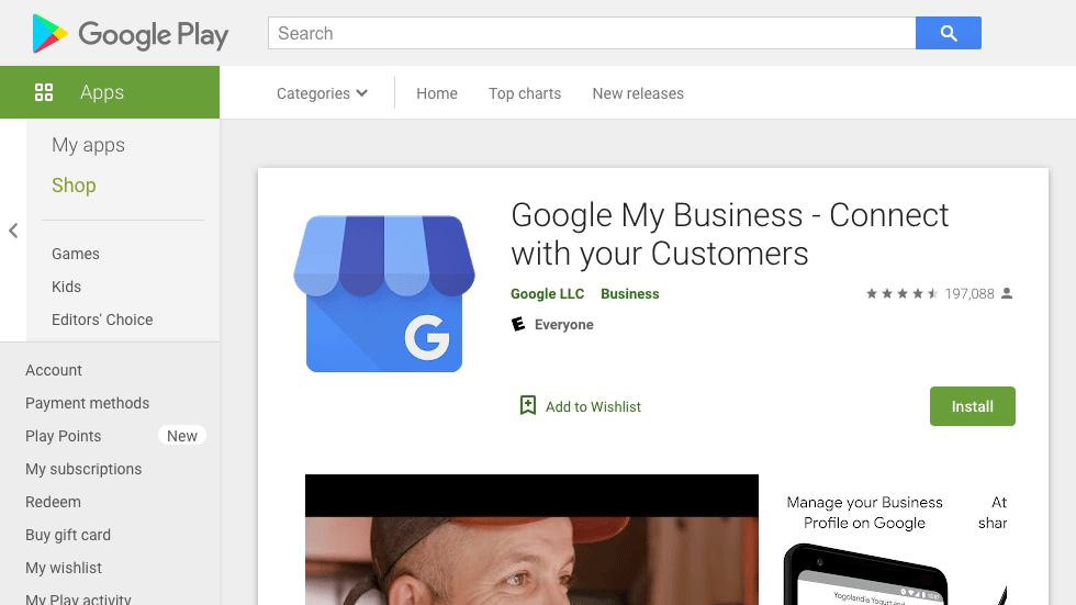 Google Play Sotre - Google My Business App