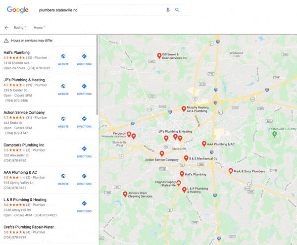 Google My Business Map View Example On Desktop