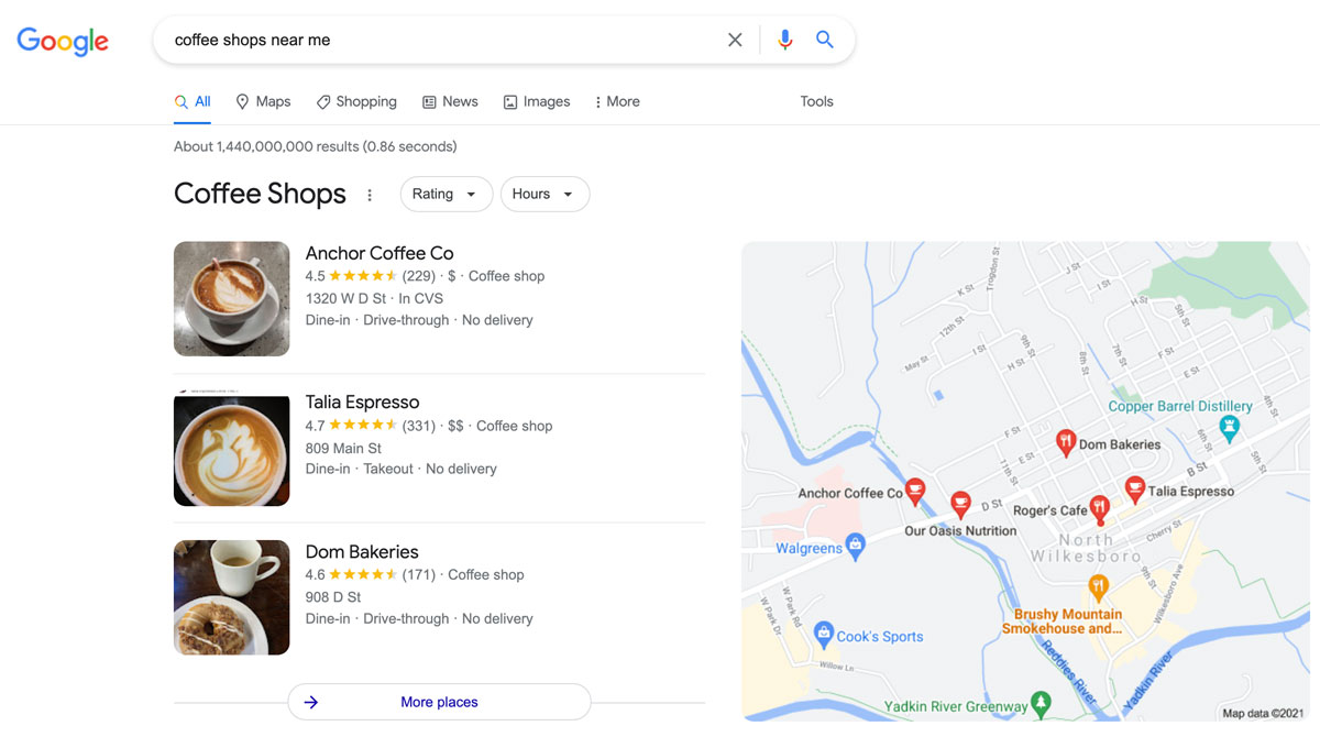 Local Marketing for Asheville SMBs image Google Coffee Shops Near Me - Wilkesboro, NC