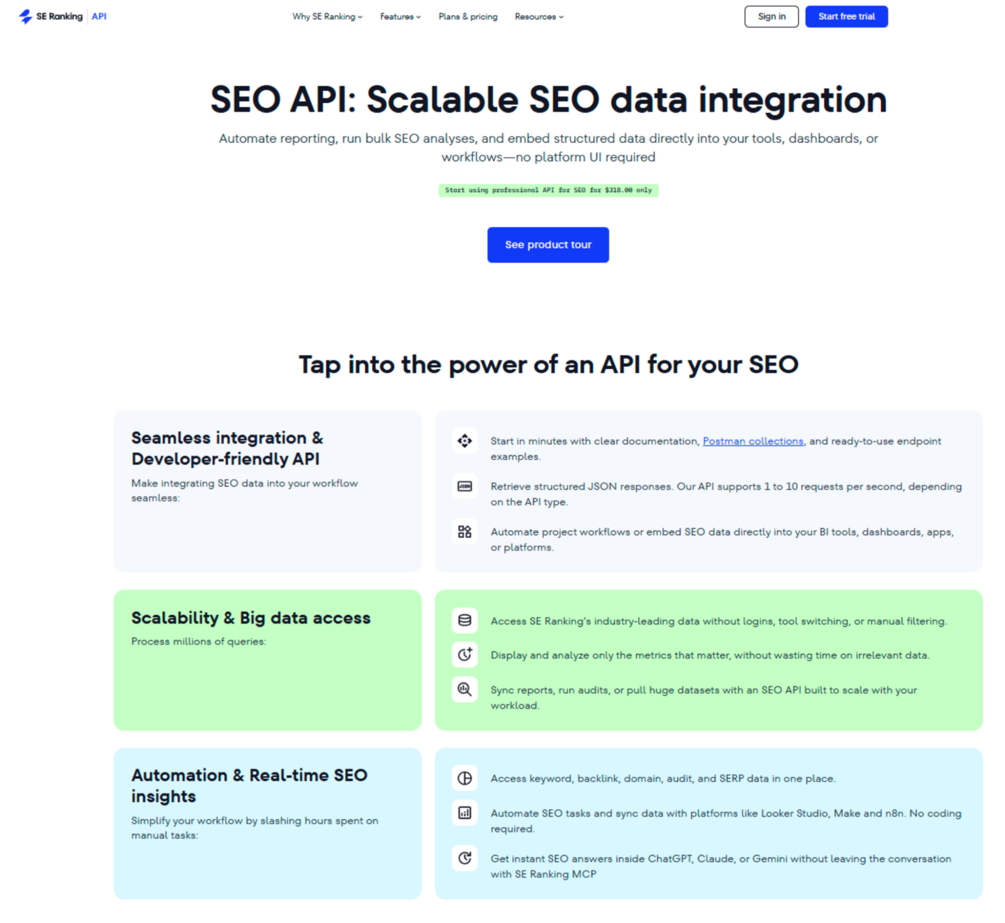 SE Ranking API screenshot