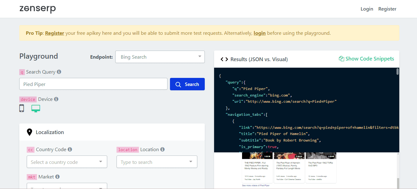 Zenserp screenshot