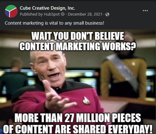 cube creative design facebook content marketing